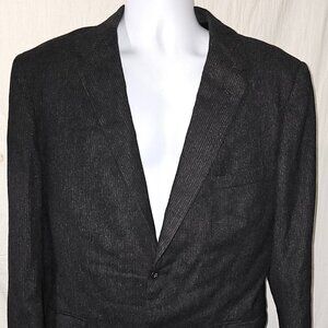 Burberrys London Vintage Mens Suit 45R Black Solid Tweed Jacket Please Read